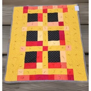 Patchwork Quilt Throw Blanket - Yellow, Red, Black